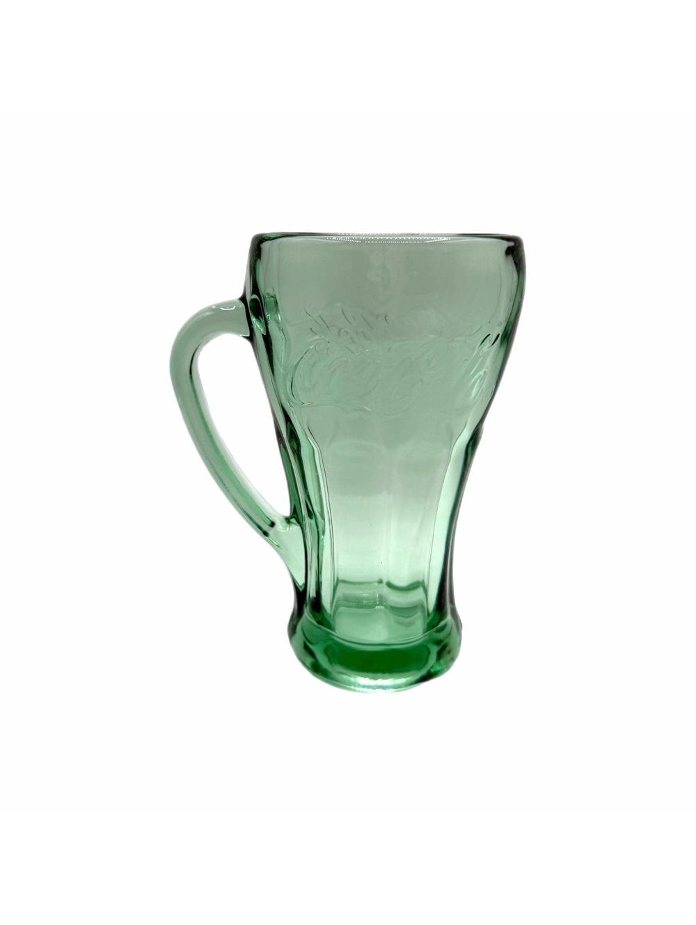Vintage Libbey Coca-Cola Green Heavy Glass Tumbler with Handle